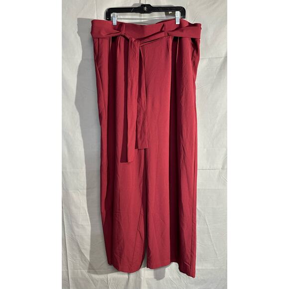 torrid Pants - Torrid Pants Womens 3X Red Wide Leg Belted Capsule Minimalist Trouser Pockets